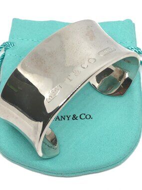 Tiffany & Co 1837  925 Sterling Silver Wide 1997 Cuff Bracelet Concave AUTHENTIC